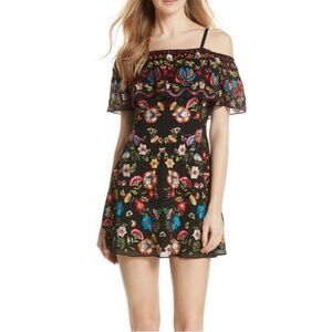 NWOT Alice and Olivia Floral Embroidered Mini Dress - Size 8